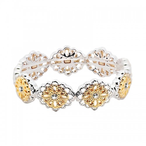 BRACCIALE ELASTICO FLOREALE TRAFORATO CON STRASS - SW2488B660