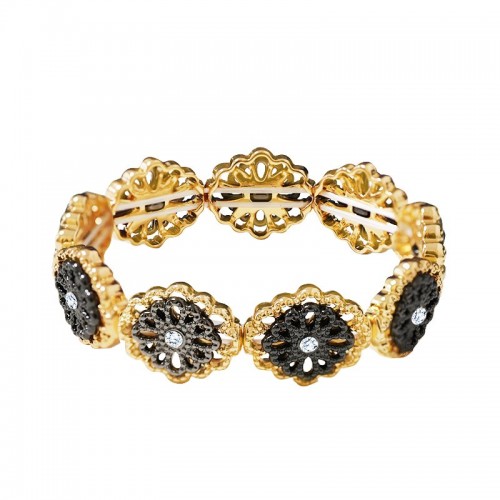 BRACCIALE ELASTICO FLOREALE TRAFORATO CON STRASS - SW2488B660