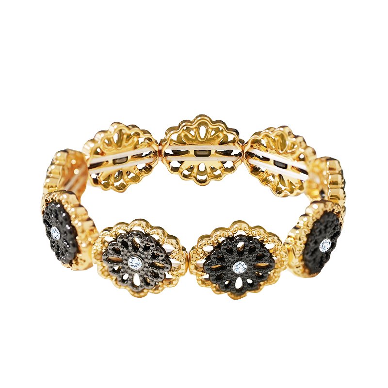 BRACCIALE ELASTICO FLOREALE TRAFORATO CON STRASS - SW2488B660 BRACCIALE ELASTICO FLOREALE TRAFORATO CON STRASS - SW2488B660