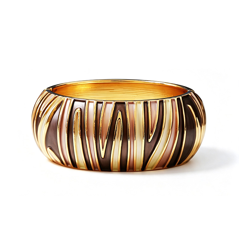 BRACCIALE RIGIDO A MOLLA SMALTATO A RIGHE ONDULATE - SW25120C403