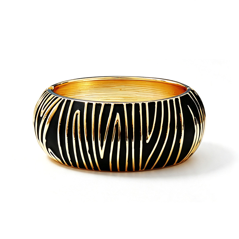 BRACCIALE RIGIDO A MOLLA SMALTATO A RIGHE ONDULATE - SW25120C403