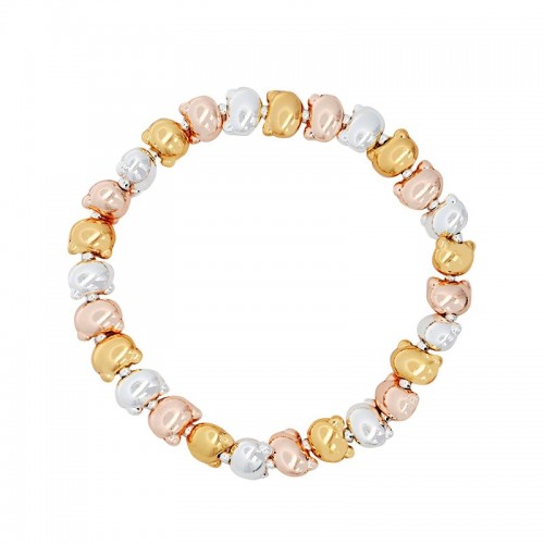 BRACCIALE ELASTICO TRICOLORE CON PERLINE ORSETTO - SW2548B31