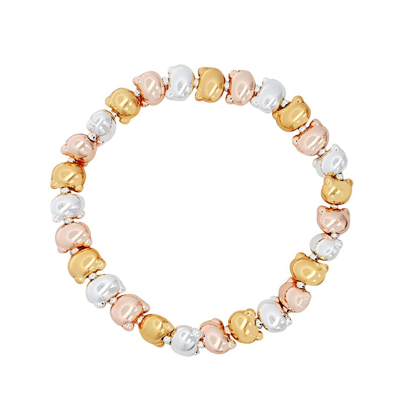 BRACCIALE ELASTICO TRICOLORE CON PERLINE ORSETTO - SW2548B31