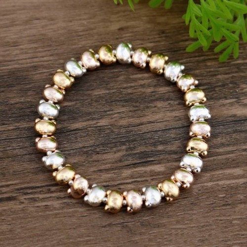 BRACCIALE ELASTICO TRICOLORE CON PERLINE ORSETTO - SW2548B31