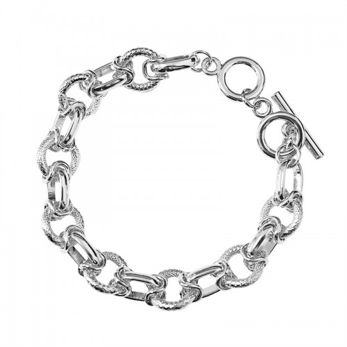 BRACCIALE CATENA CON MAGLIE ALTERNATE LUCIDE E RIGATE - SW2556B19