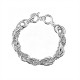 BRACCIALE CATENA A MAGLIA DOPPIA CON ANELLI INTRECCIATI E LISCI - SW2556B21