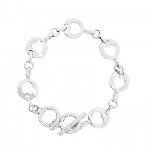 BRACCIALE A MAGLIE CIRCOLARI CON CUORE CAVO - SW2560B58