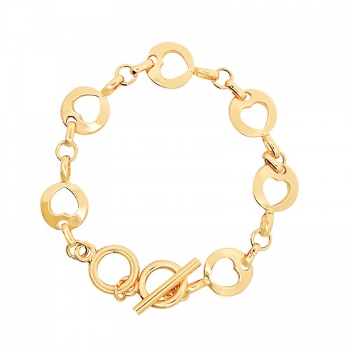 BRACCIALE A MAGLIE CIRCOLARI CON CUORE CAVO - SW2560B58