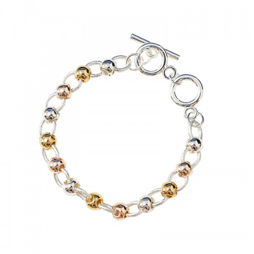 TRICOLOR INTERTWINED BALL CHAIN BRACELET - SW25624B39