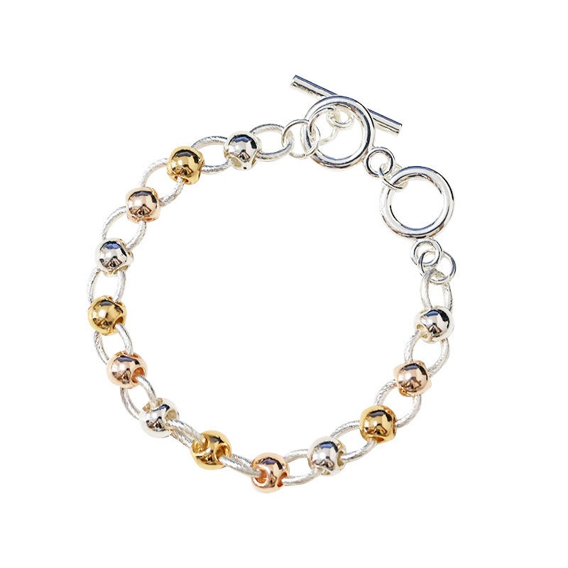 BRACCIALE TRICOLORE CATENA INTRECCIATA CON PALLINE - SW25624B39