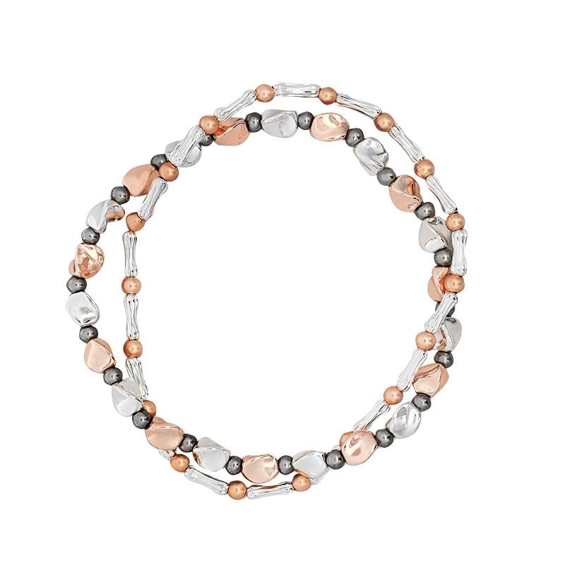 SET DI DUE BRACCIALI ELASTICI CON PERLINE PEPITE - SW2568B32