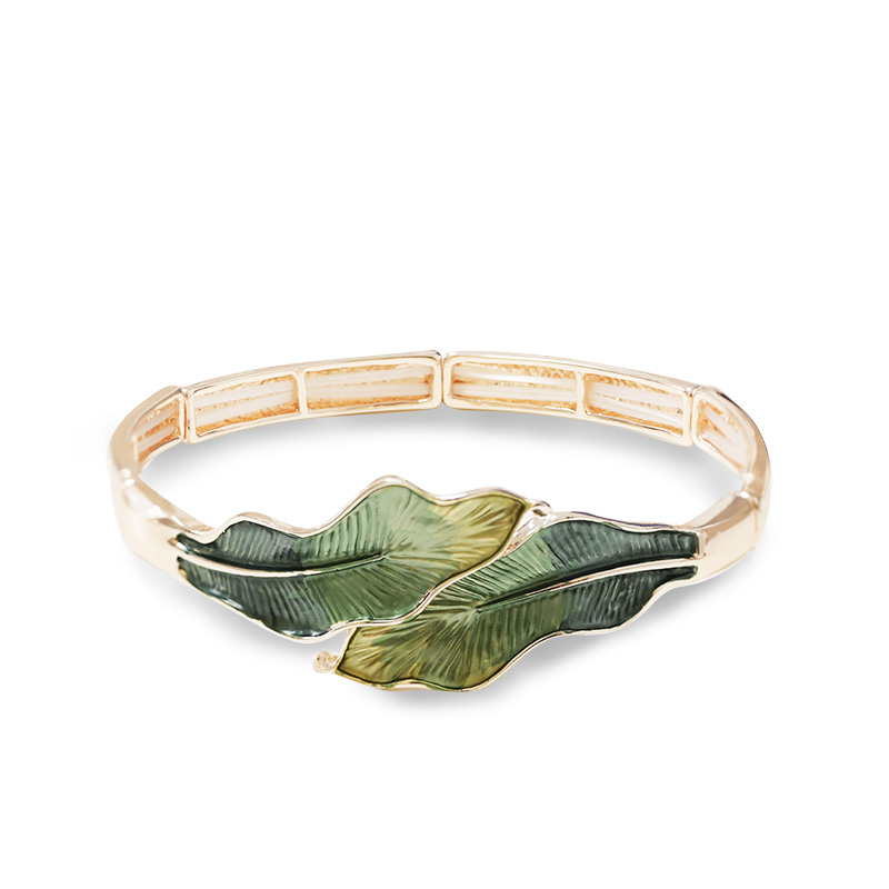BRACCIALE ELASTICO CON FOGLIE SMALTATE - SW25704B52 BRACCIALE ELASTICO CON FOGLIE SMALTATE - SW25704B52