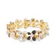 BRACCIALE ELASTICO FIORI SMALTATI CON PERLE - SW2588C458