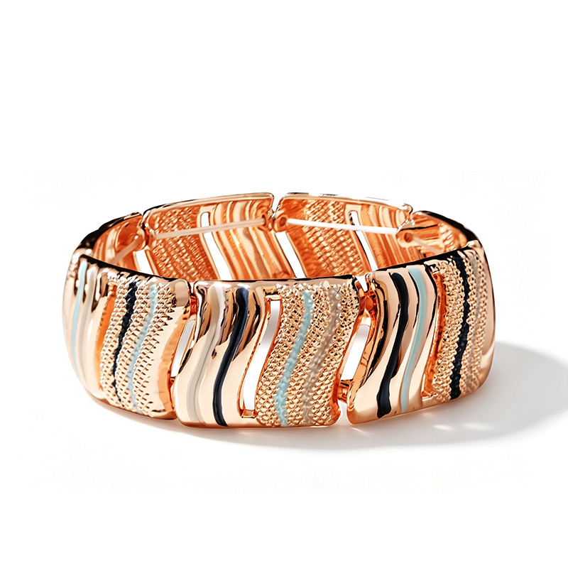 BRACCIALE ELASTICO A FASCIA CON RIGHE ONDULATE SMALTATE - SW2588C465