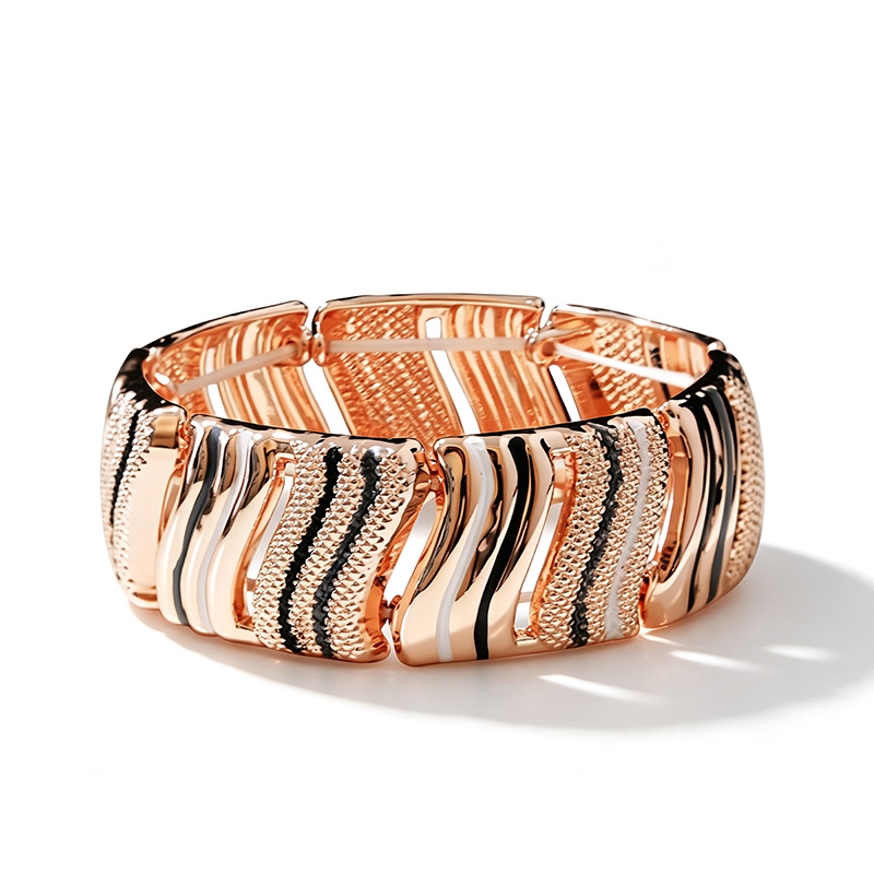 BRACCIALE ELASTICO A FASCIA CON RIGHE ONDULATE SMALTATE - SW2588C465