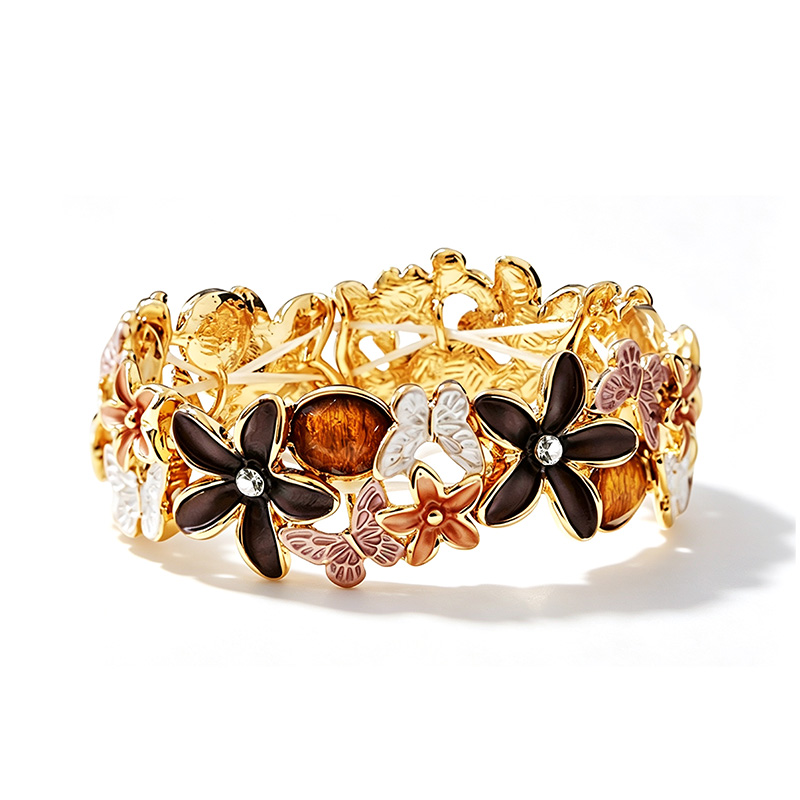 BRACCIALE ELASTICO FIORI E FARFALLE SMALTATI - SW2688C773