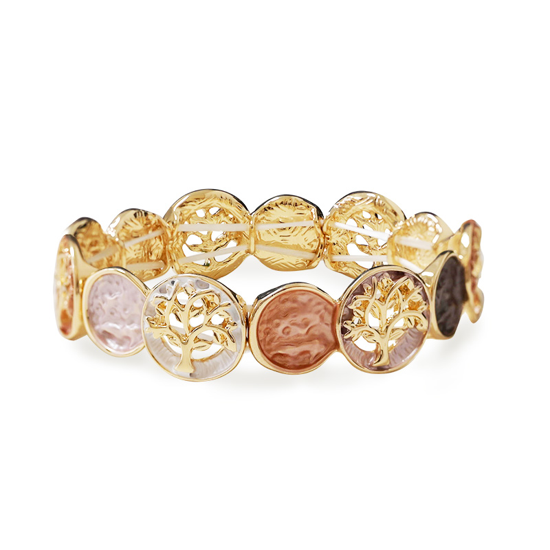 BRACCIALE ELASTICO CON ALBERI DELLA VITA E DISCHI SMALTATI - SW2688C778
