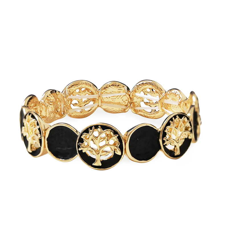 BRACCIALE ELASTICO CON ALBERI DELLA VITA E DISCHI SMALTATI - SW2688C778