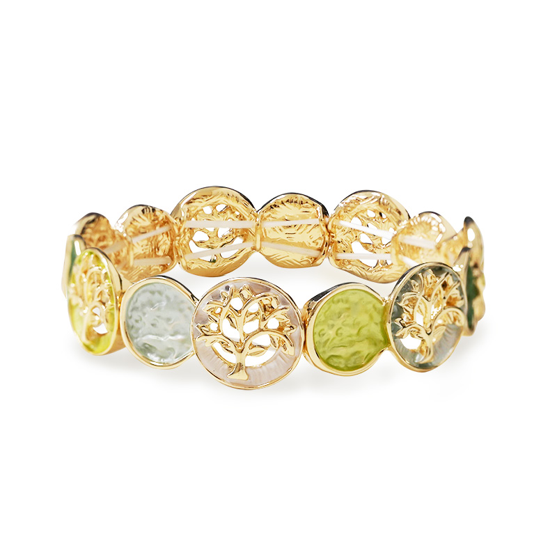 BRACCIALE ELASTICO CON ALBERI DELLA VITA E DISCHI SMALTATI - SW2688C778