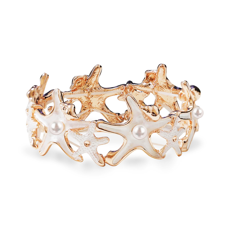 BRACCIALE ELASTICO CON STELLE MARINE SMALTATE E PERLE - SW2688C779