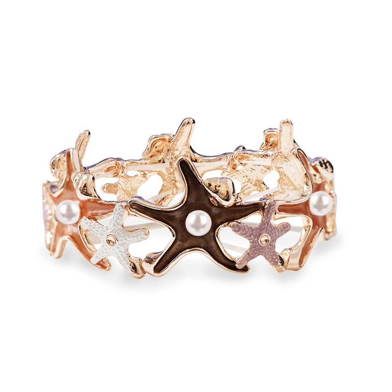 BRACCIALE ELASTICO CON STELLE MARINE SMALTATE E PERLE - SW2688C779