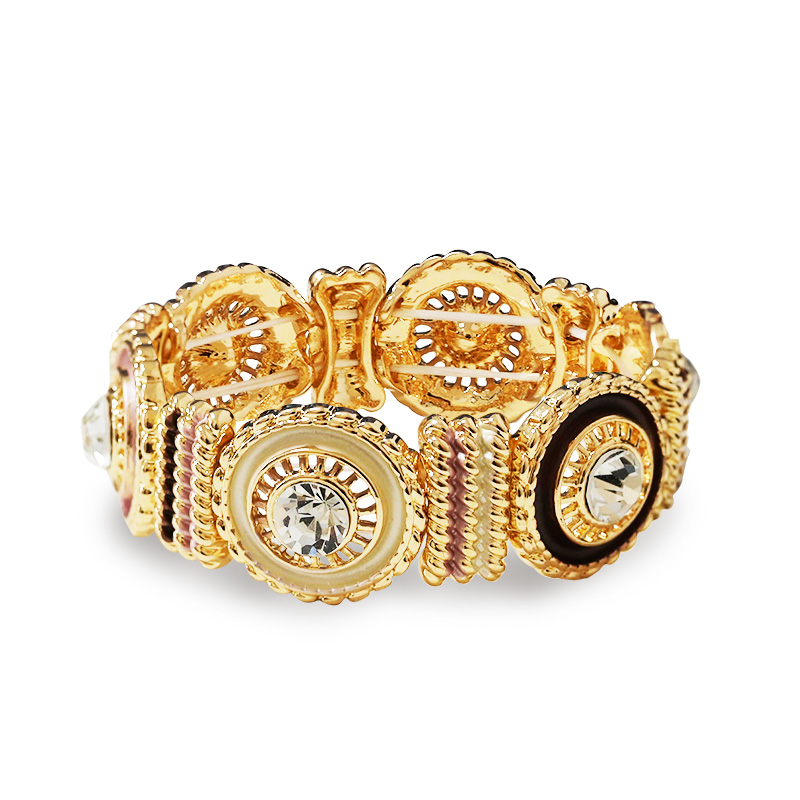 BRACCIALE ELASTICO SMALTATO CON MOTIVI CIRCOLARI E STRASS - SW2688C782
