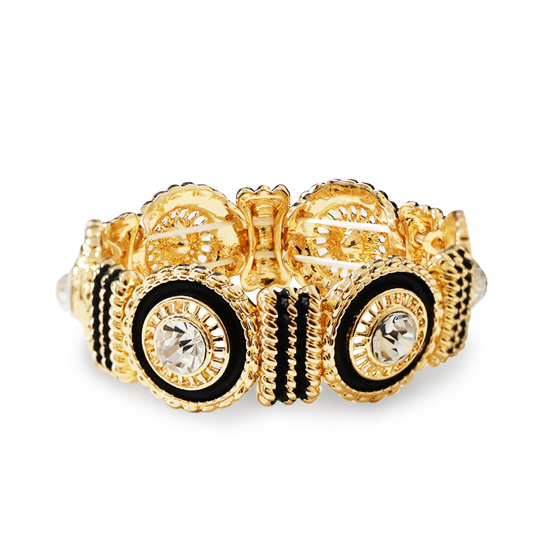 BRACCIALE ELASTICO SMALTATO CON MOTIVI CIRCOLARI E STRASS - SW2688C782