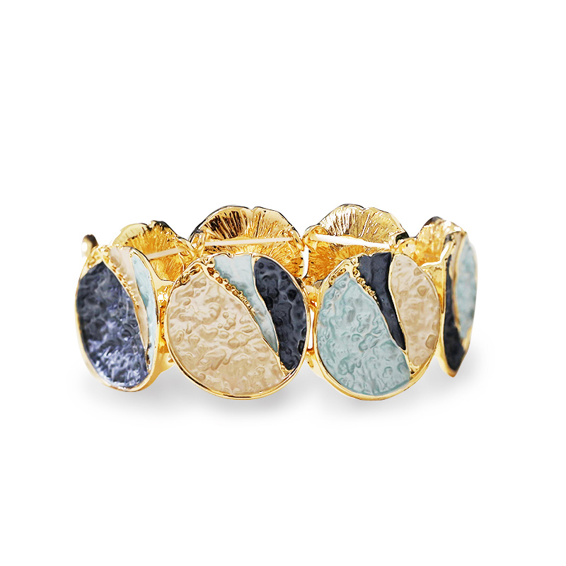 BRACCIALE ELASTICO CON DISCHI SMALTATI EFFETTO MARTELLATO - SW2688C805