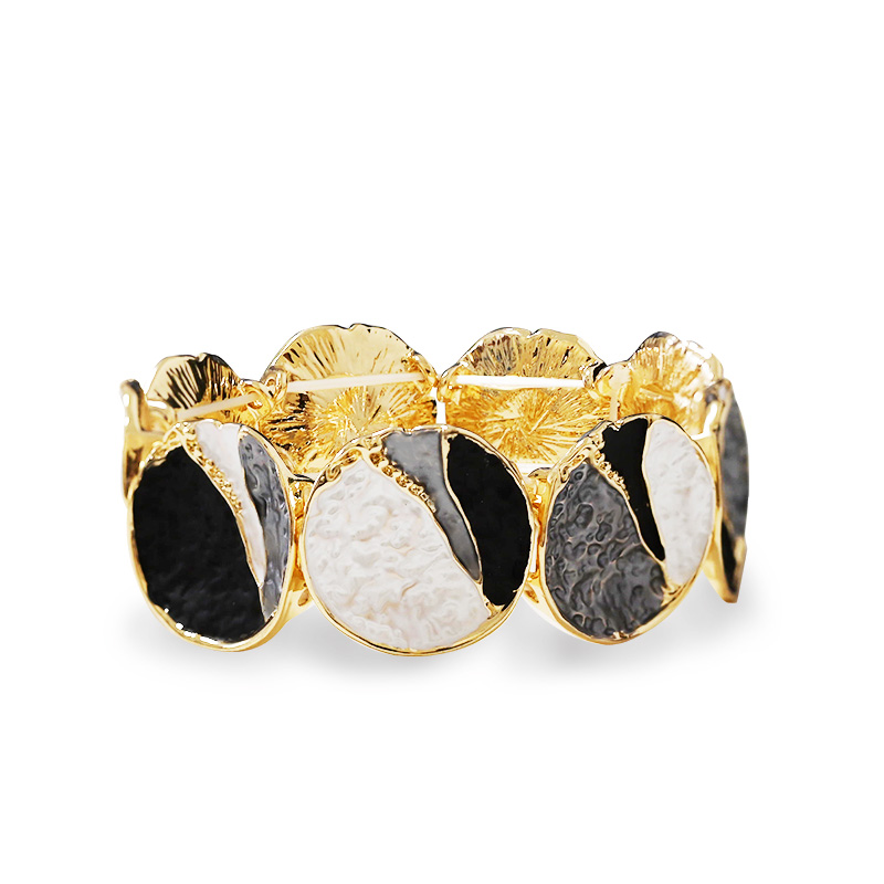 BRACCIALE ELASTICO CON DISCHI SMALTATI EFFETTO MARTELLATO - SW2688C805