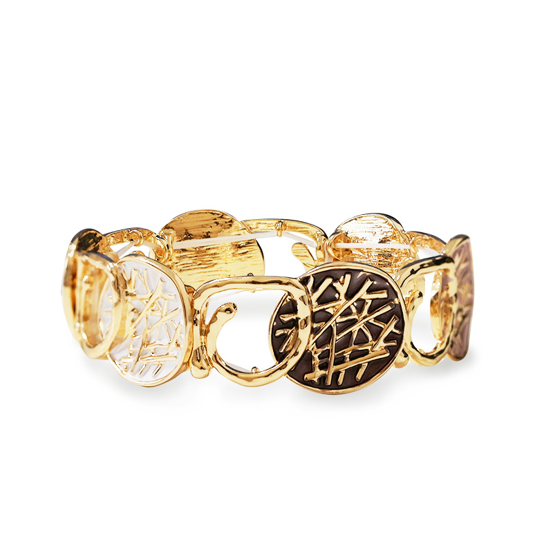 BRACCIALE ELASTICO CON DISCHI SMALTATI E LINEE CAOTICHE - SW2688C820