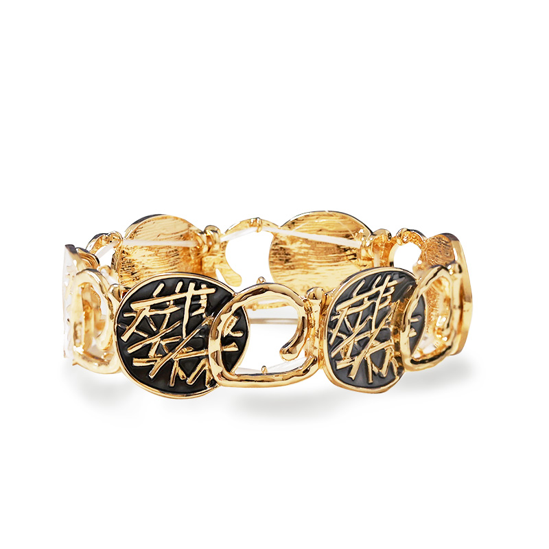 BRACCIALE ELASTICO CON DISCHI SMALTATI E LINEE CAOTICHE - SW2688C820