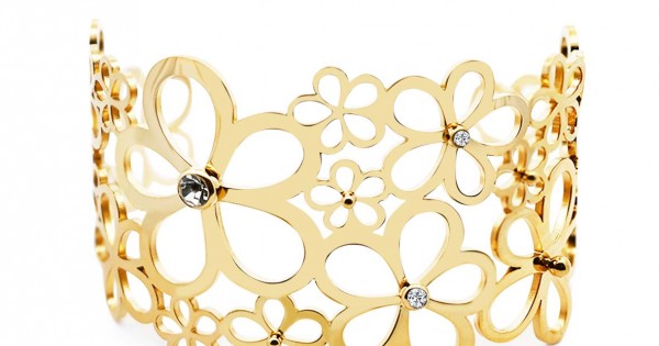 Bracciale Largo LILLY MARIE In Argento Placcato Oro: Eleganza Regolabile Per Ogni Occasione