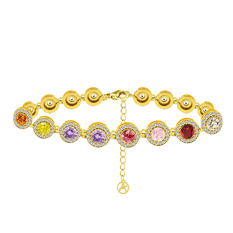 BRACCIALE CON ZIRCONI ROTONDI COLORATI - YC25176C339