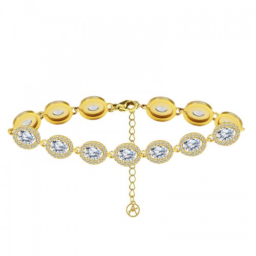 BRACCIALE CON ZIRCONI OVALI COLORATI - YC25176C341