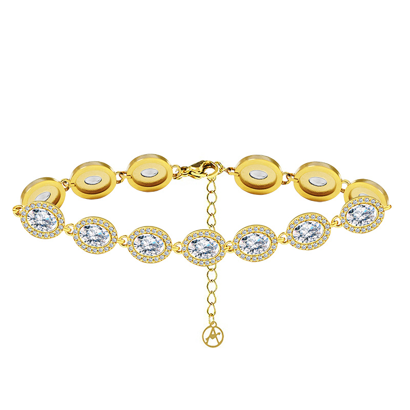 BRACCIALE CON ZIRCONI OVALI COLORATI - YC25176C341