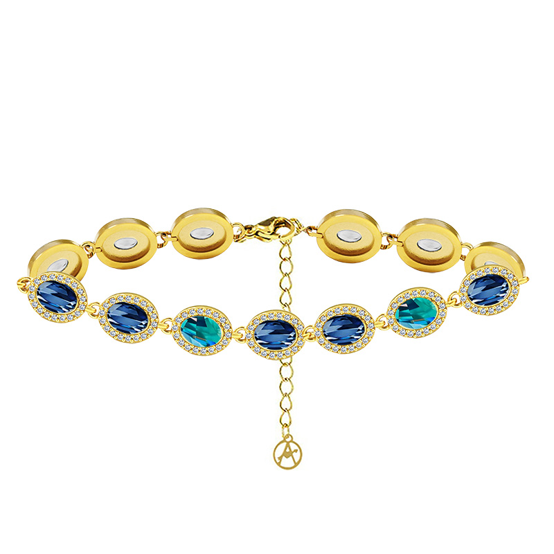 BRACCIALE CON ZIRCONI OVALI COLORATI - YC25176C341