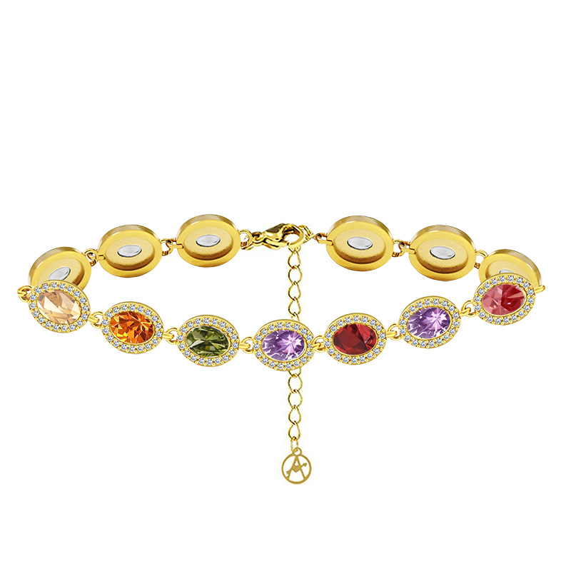 BRACCIALE CON ZIRCONI OVALI COLORATI - YC25176C341