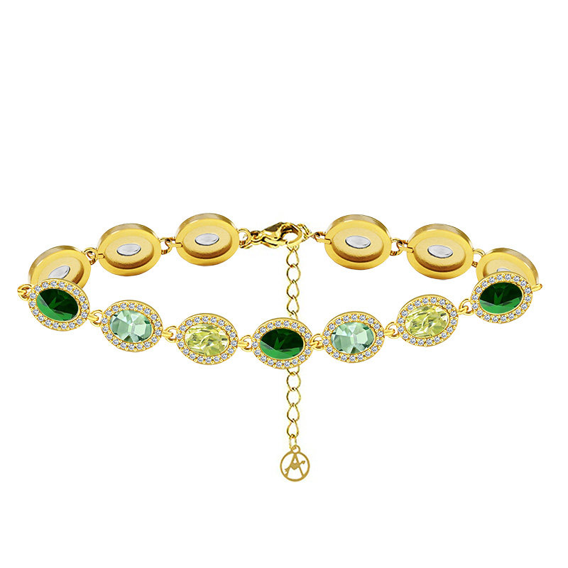 BRACCIALE CON ZIRCONI OVALI COLORATI - YC25176C341