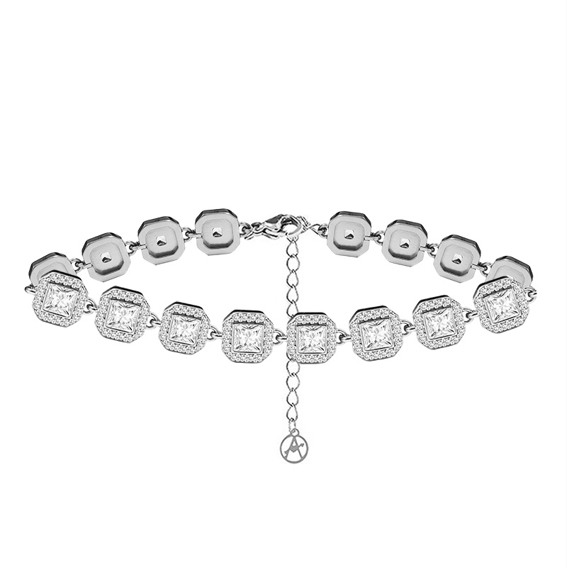 BRACCIALE CON ZIRCONI QUADRATI COLORATI - YC25176C343