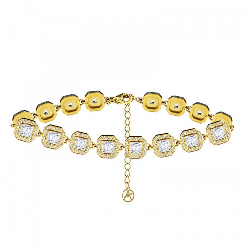 BRACCIALE CON ZIRCONI QUADRATI COLORATI - YC25176C343