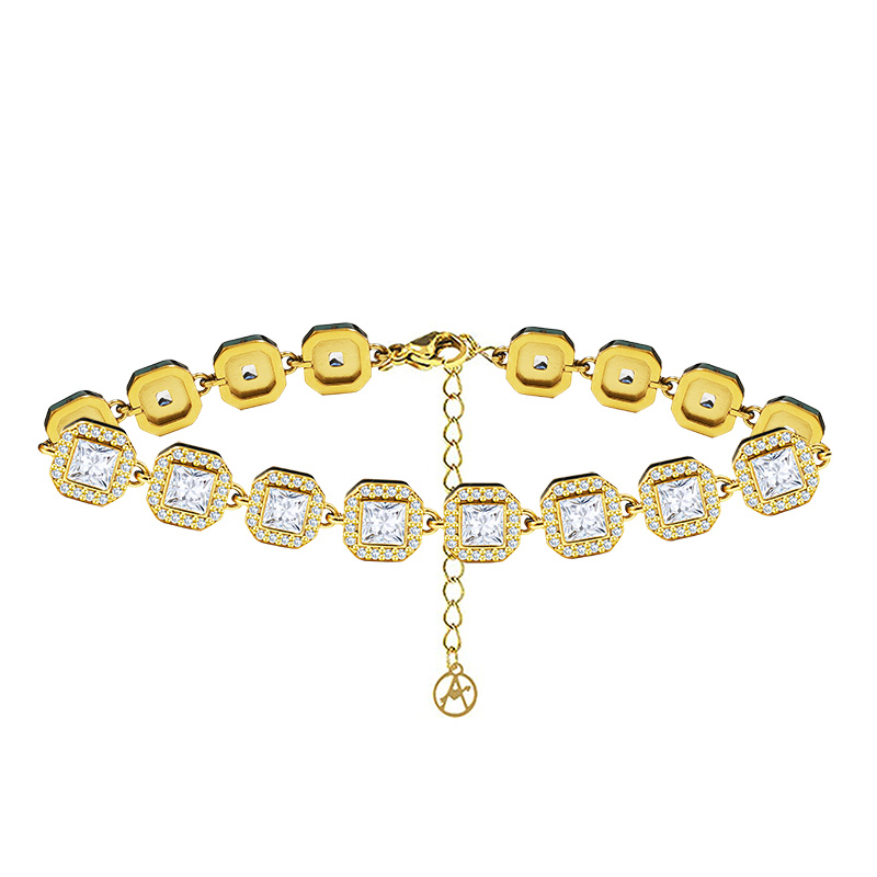 BRACCIALE CON ZIRCONI QUADRATI COLORATI - YC25176C343