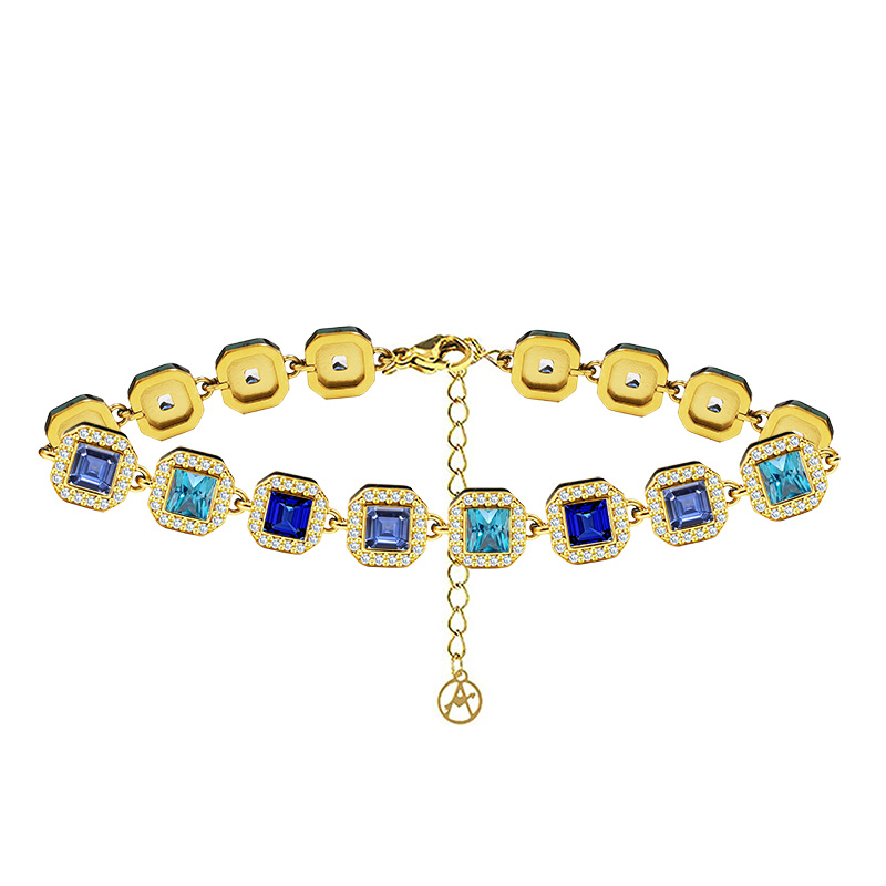 BRACCIALE CON ZIRCONI QUADRATI COLORATI - YC25176C343