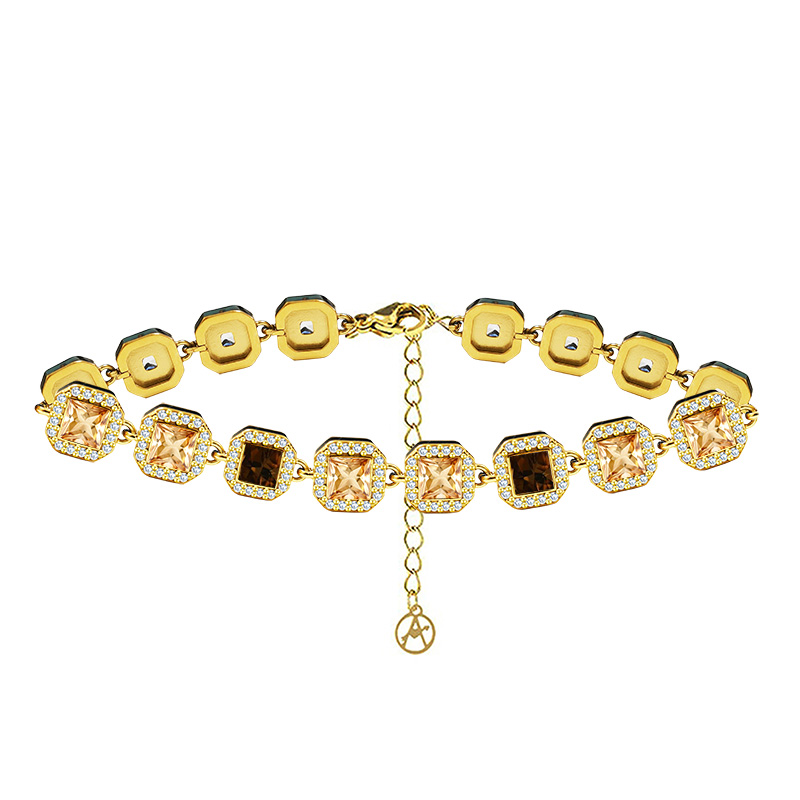 BRACCIALE CON ZIRCONI QUADRATI COLORATI - YC25176C343