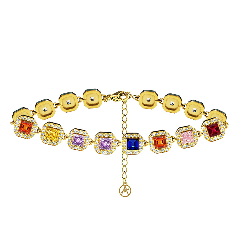 BRACCIALE CON ZIRCONI QUADRATI COLORATI - YC25176C343