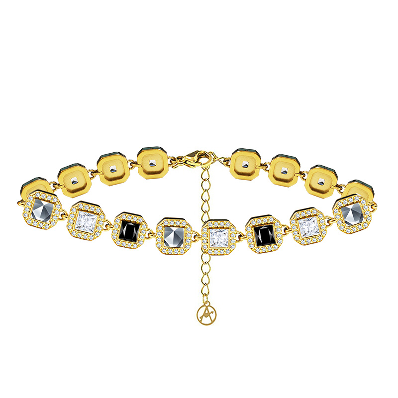 BRACCIALE CON ZIRCONI QUADRATI COLORATI - YC25176C343