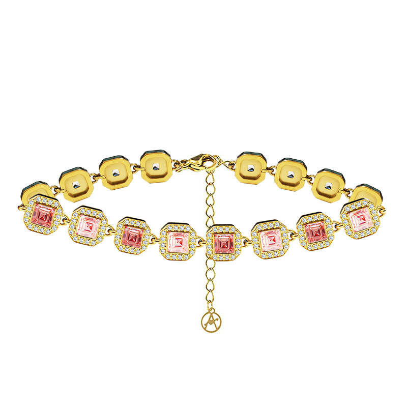 BRACCIALE CON ZIRCONI QUADRATI COLORATI - YC25176C343