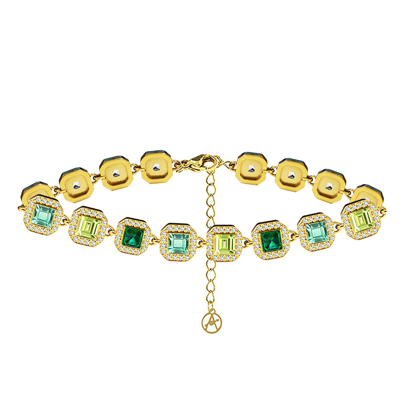 BRACCIALE CON ZIRCONI QUADRATI COLORATI - YC25176C343