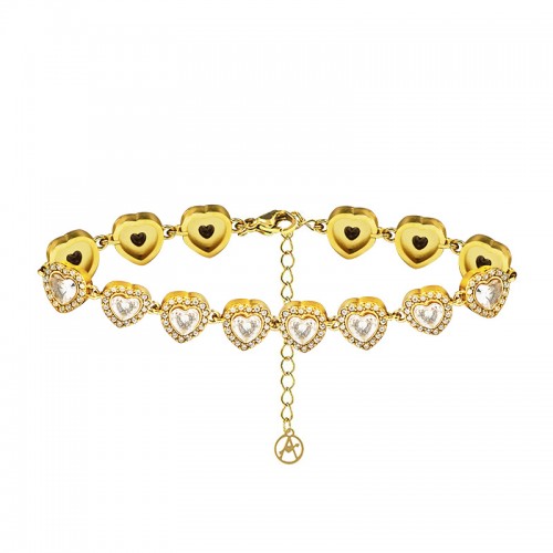 BRACCIALE A CUORI CON ZIRCONI COLORATI - YC25176C345