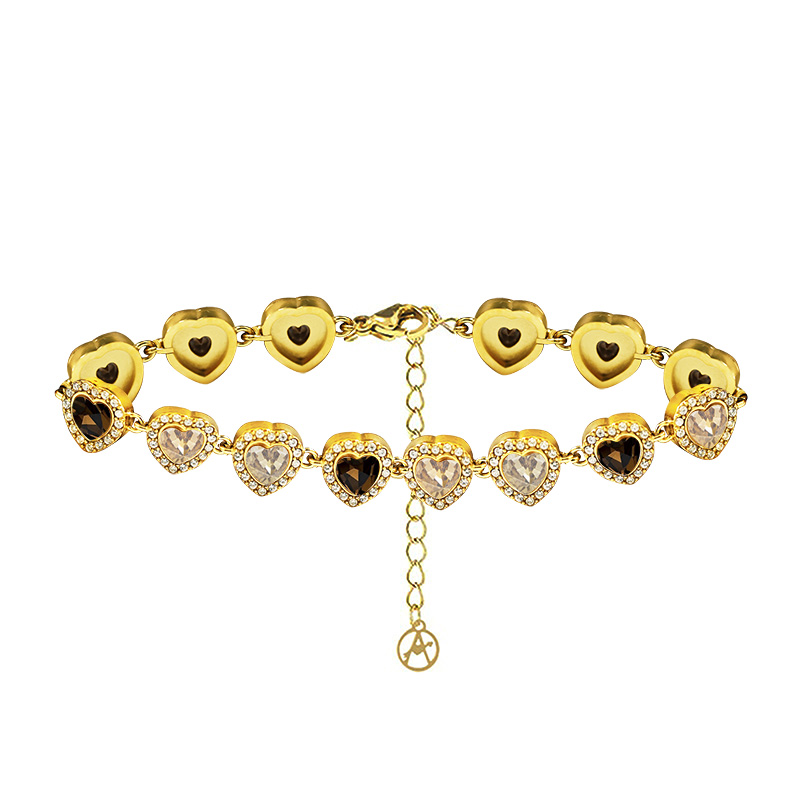 BRACCIALE A CUORI CON ZIRCONI COLORATI - YC25176C345