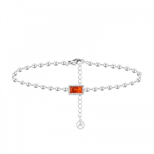 BRACCIALE CATENA A SFERA CON RETTANGOLO ARANCIONE - YC2548B259